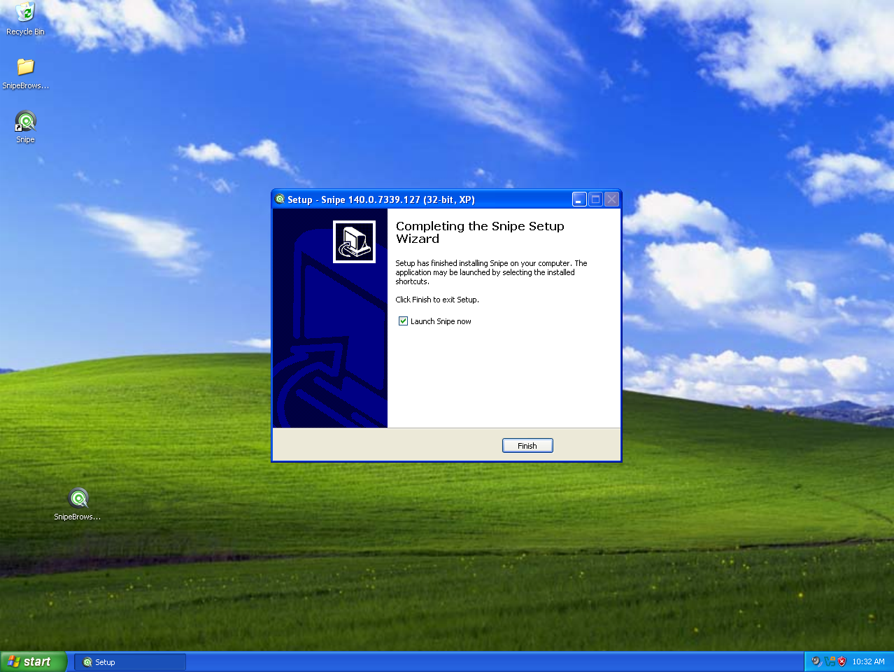 Snipe 140 install complete on XP